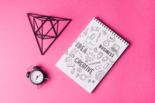 Free Notebook Mockup With Pyramid Psd