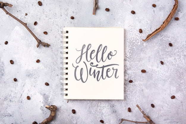 Free Notebook With Hello Winter Message Psd