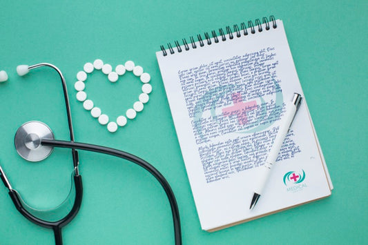 Free Notepad And Stethoscope Medical Mock-Up Psd