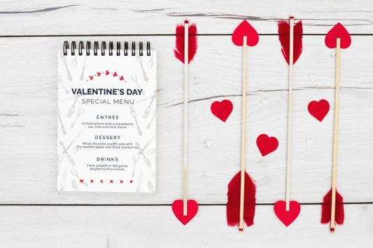 Free Notepad Mockup For Valentines Menu Psd