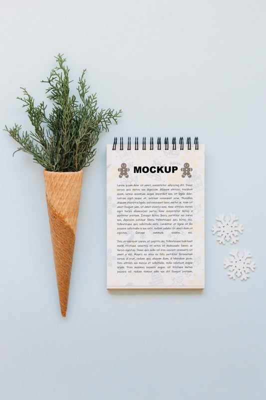 Free Notepad Mockup With Christmas Concept Psd