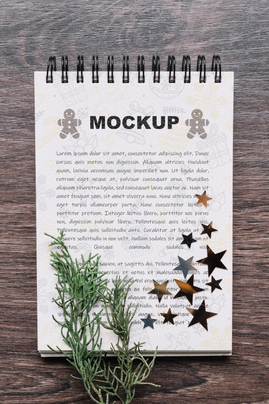 Free Notepad Mockup With Christmas Concept Psd