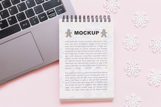 Free Notepad Mockup With Christmas Concept Psd