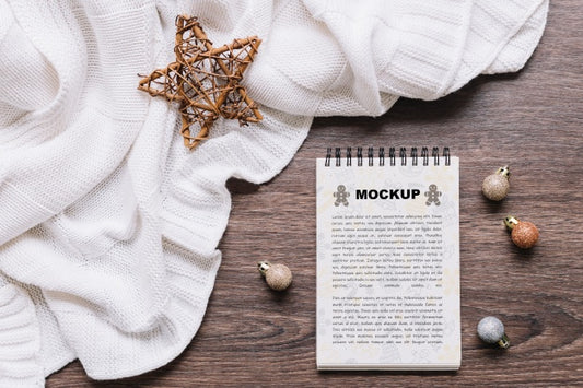 Free Notepad Mockup With Christmas Concept Psd