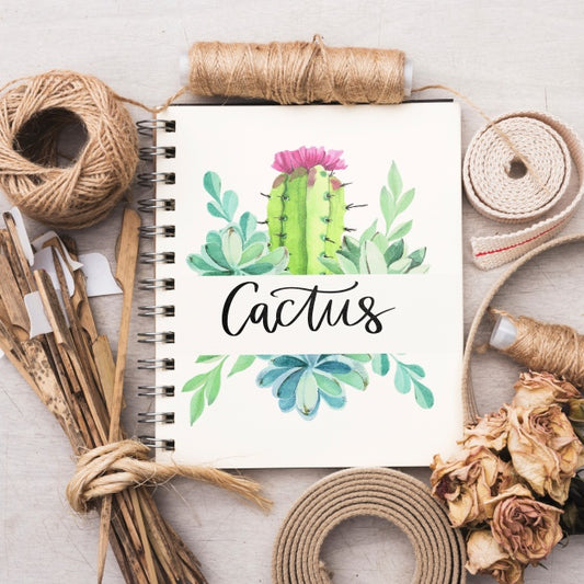 Free Notepad Mockup With Gardening Concept Psd