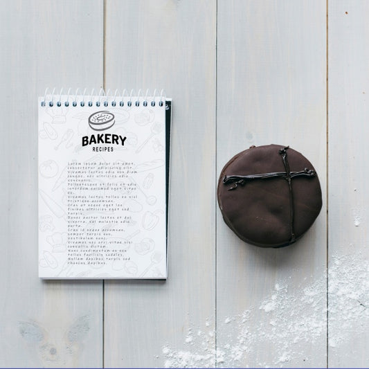 Free Notepad Mockup With Kitchen And Recipe Concept Psd