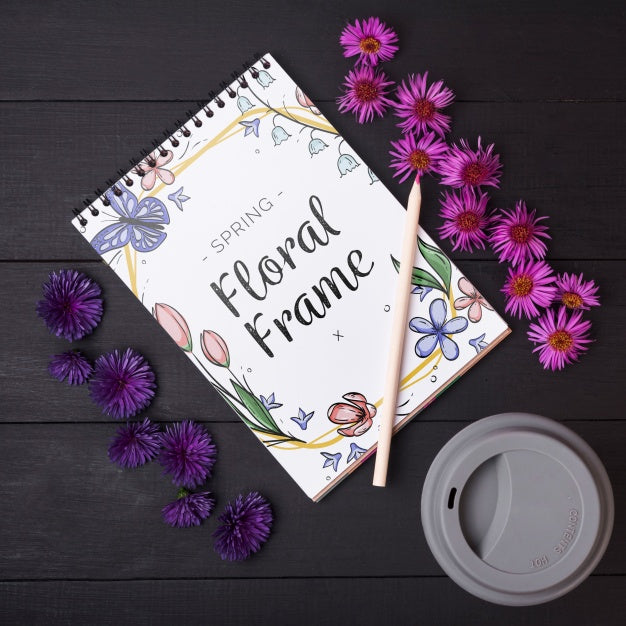 Free Notepad Template For Spring With Flowers Psd