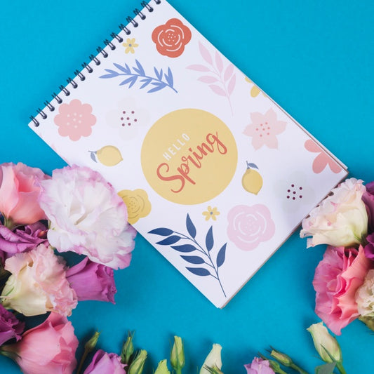 Free Notepad Template For Spring With Flowers Psd