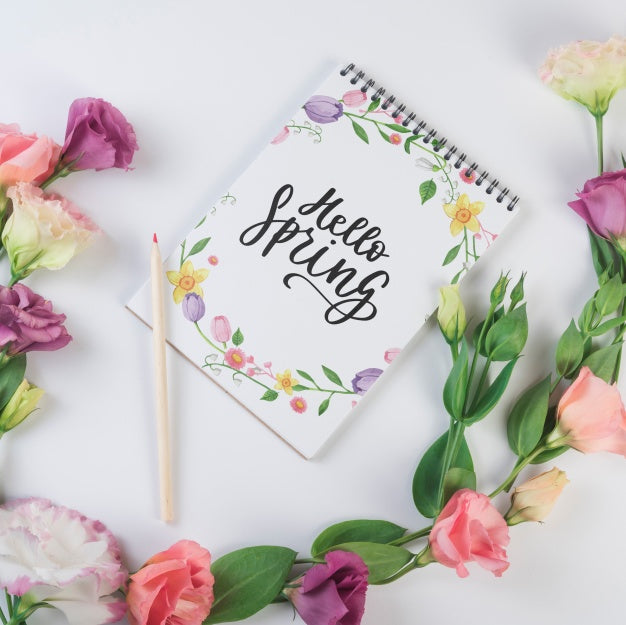 Free Notepad Template For Spring With Flowers Psd