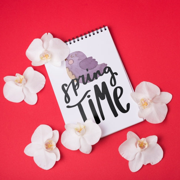 Free Notepad Template For Spring With Flowers Psd