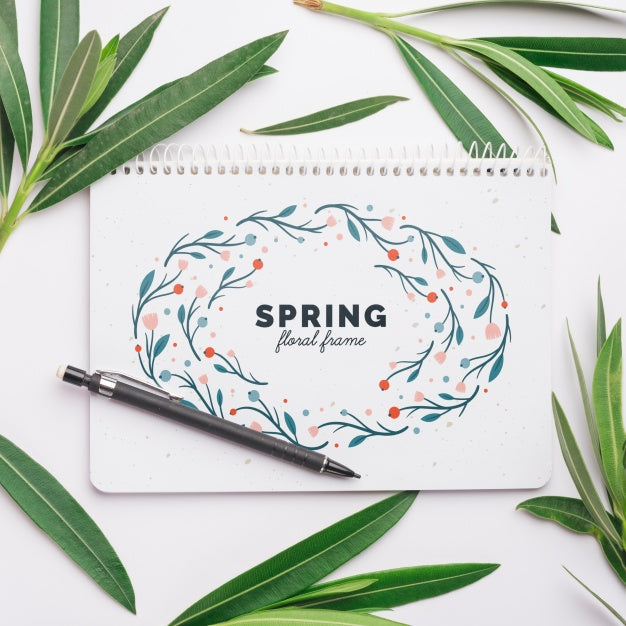 Free Notepad Template For Spring With Flowers Psd