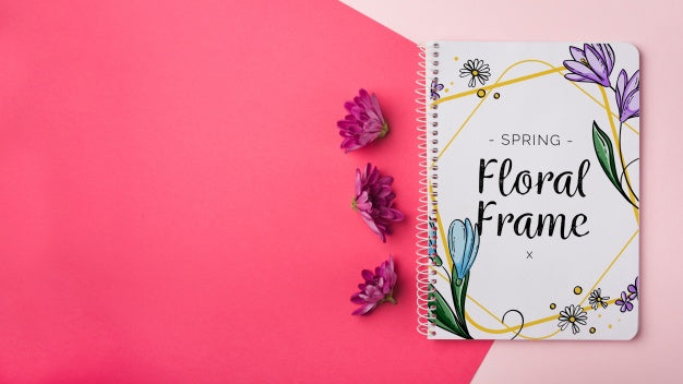 Free Notepad Template For Spring With Flowers Psd