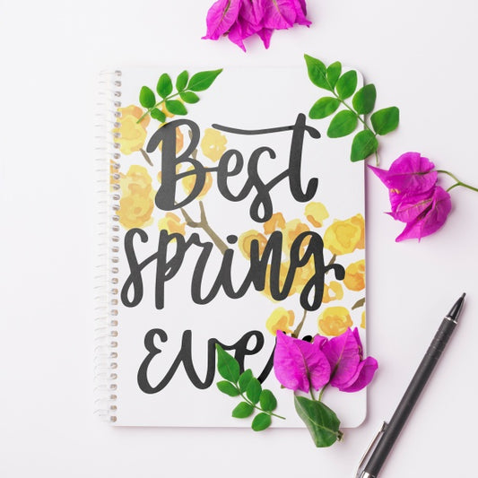 Free Notepad Template For Spring With Flowers Psd