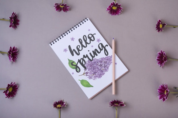 Free Notepad Template For Spring With Flowers Psd