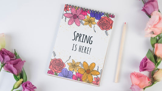 Free Notepad Template For Spring With Flowers Psd