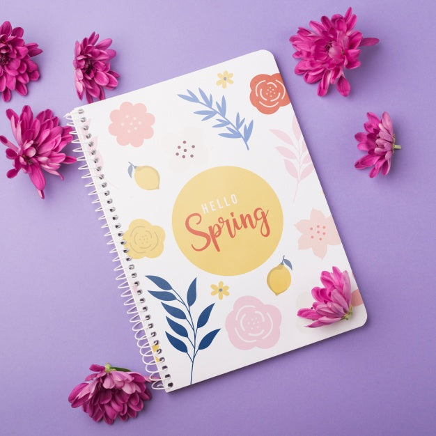 Free Notepad Template For Spring With Flowers Psd