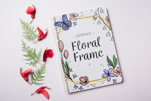 Free Notepad Template For Spring With Flowers Psd