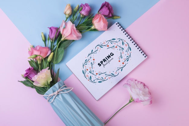 Free Notepad Template For Spring With Flowers Psd