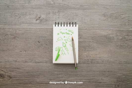 Free Notepad With Pencil Psd