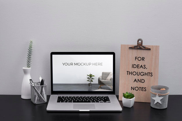 Free Office Desk Concept With Mock-Up Psd