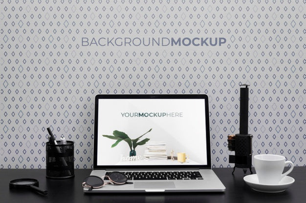 Free Office Desk Concept With Mock-Up Psd