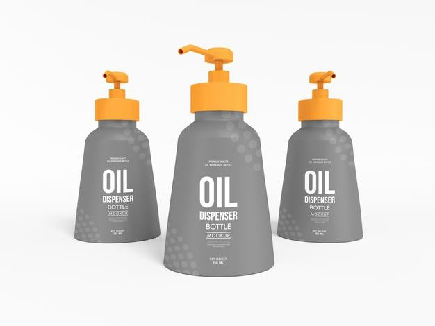 Free Oil Dispenser Pump Bottle Packaging Mockup Psd