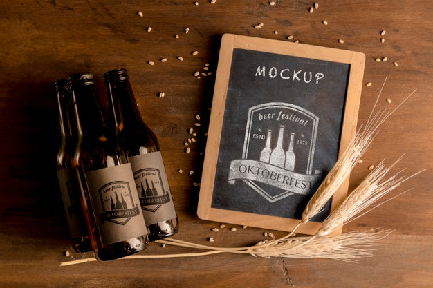 Free Oktoberfest Concept Beer Bottles And Wheat Psd