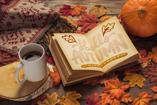 Free Open Book Mockup With Autumn Concept Psd