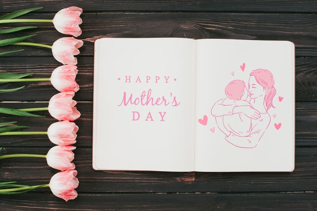 Free Open Book Mockup With Mothers Day Concept Psd