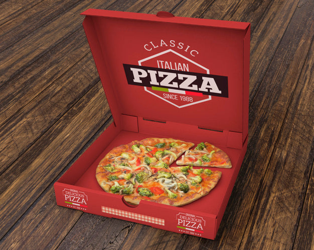 Free Open Pizza Box Mockup Psd