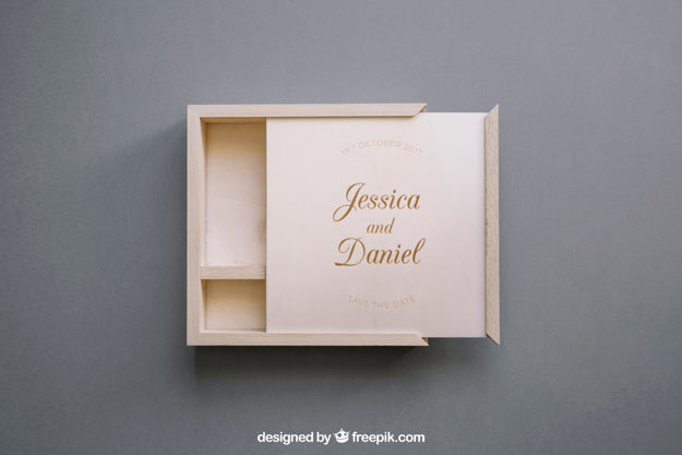 Free Open Wooden Box Mockup Psd