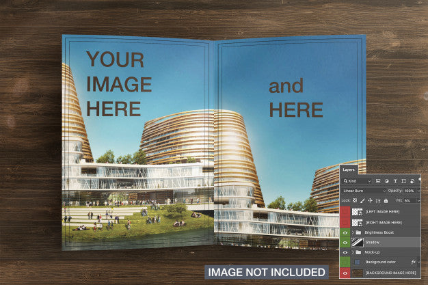 Free Opened Bi-Fold Flyer Brochure Cover Mockup Psd