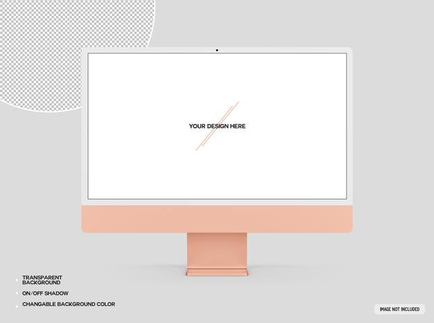 Free Orange Desktop Computer Mockup Psd