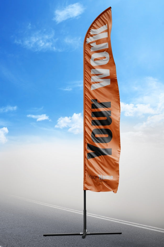 Free Orange Flag Mock Up Psd