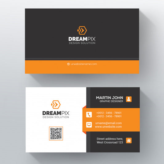 Free Orange Shape Visit Card Psd