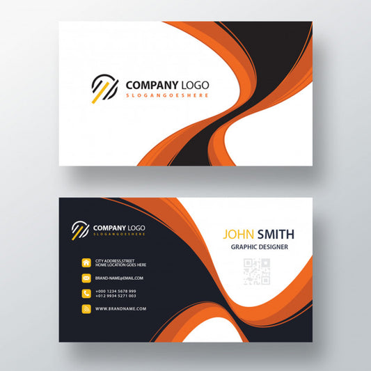 Free Orange Wavy Psd Business Card Template Psd