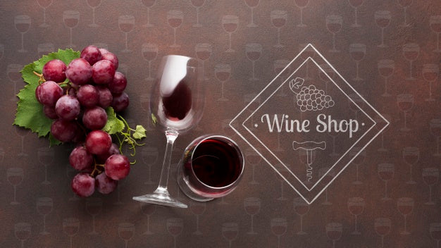 Free Organic Grape With Glass Of Wine Beside Psd