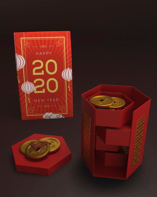 Free Ornaments And Greeting Card For New Year Psd