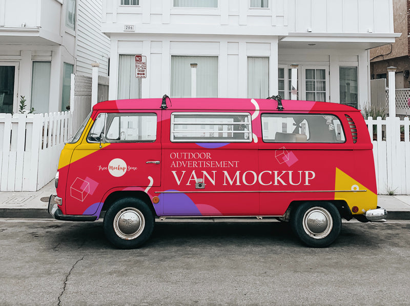 Free Outdoor Advertisement Van Mockup