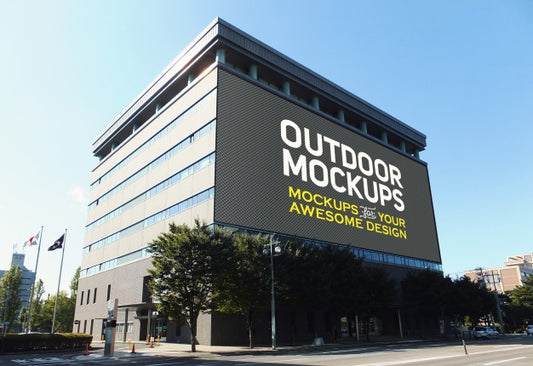 Free Outdoor Panel On Bulding Mock Up Psd
