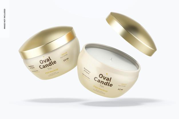 Free Oval Candle Tins Mockup, Falling Psd