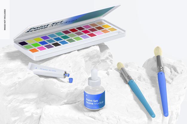 Free Paint Set Mockup Psd