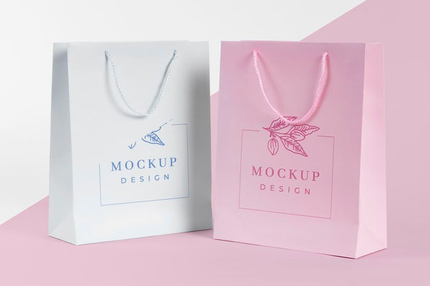 Free Paper Bag Concept With Mock-Up Psd