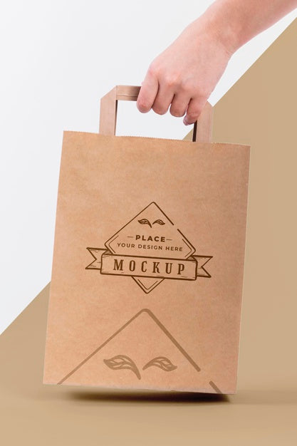 Free Paper Bag Concept With Mock-Up Psd