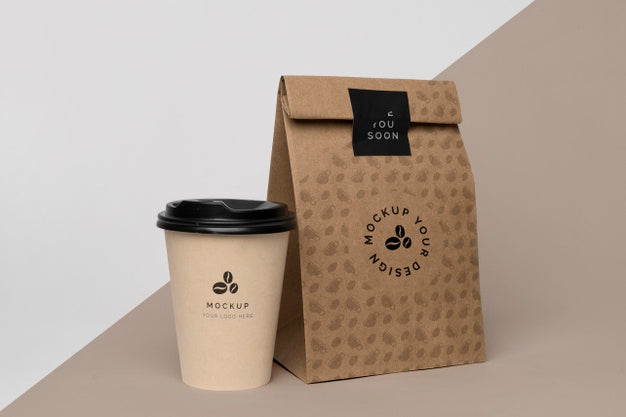 Free Paper Bag With Coffee Mock Up Psd