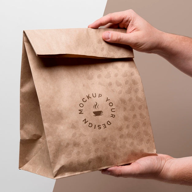 Free Paper Bag With Coffee Mock Up Psd