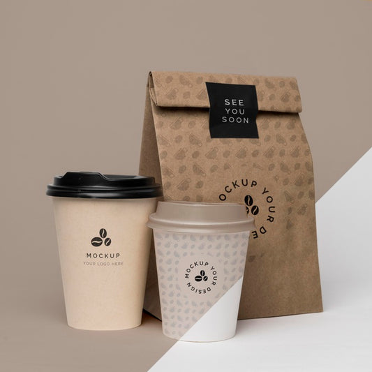 Free Paper Bag With Coffee Mock Up Psd