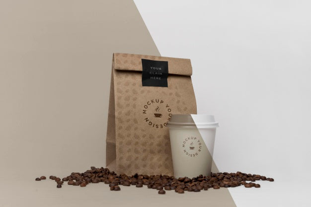 Free Paper Bag With Coffee Mock Up Psd