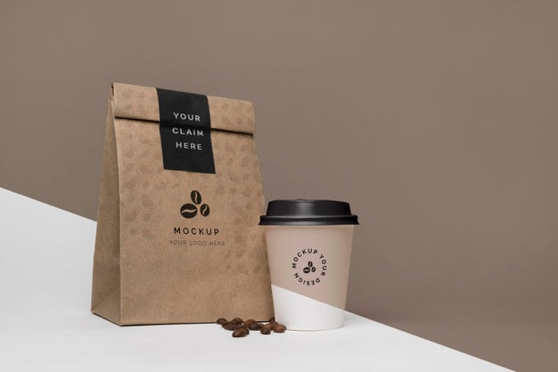 Free Paper Bag With Coffee Mock Up Psd