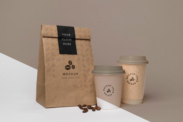 Free Paper Bag With Coffee Mock Up Psd